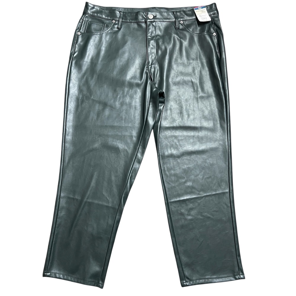 Terra & Sky Womens Forever‎ Spruce Faux Leather Straight Leg Pants Plus 20W NWT